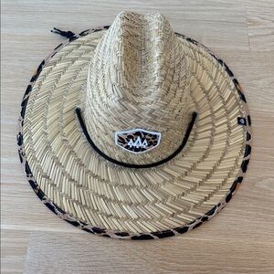 Hemlock hat co Straw Hat with leopard Trim